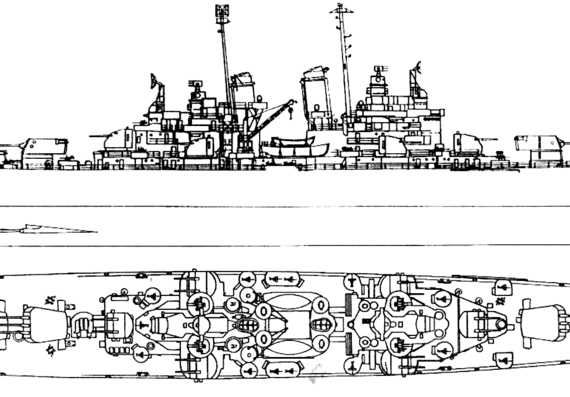 Cruiser USS CL-55 Cleveland [Light Cruiser] - drawings, dimensions, figures